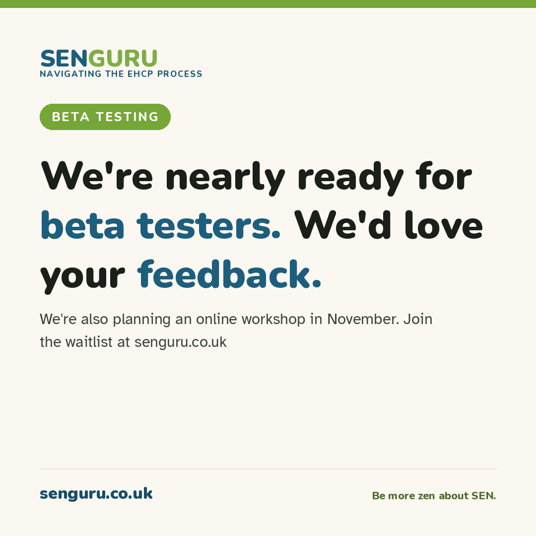 SENguru tile: We're nearly ready for beta testers. We'd love your feedback. We're also planning an online workshop in November.